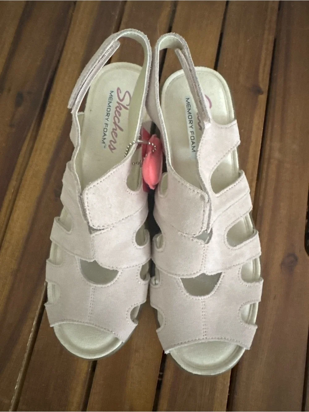Skechers Parallel Stylin' wedge sandals sling back light pink NWT SIZE 7